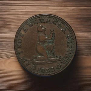 1838 COPPER ANTI-SLAVERY HARD TIMES TOKEN - Picture 1 of 3