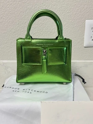 Brandon Blackwood Kuei Bag Metallic Green Crinkle Leather Silver Hardware  - Image 1 of 4