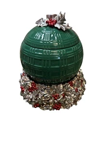 HomeWorx by Slatkin grün Keramik Ornament Kugel Mistelzweig magischer Kerzensockel - Bild 1 von 6