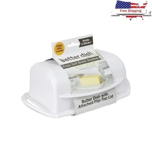 Shatterproof Butter Dish W/ Flip-Top Lid Dishwasher Safe Holds 2 Sticks Butter - Picture 1 of 3