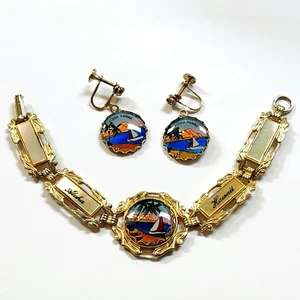 Juego de joyas pendientes pulsera panel recuerdo Jula Aloha HAWII - Imagen 1 de 9