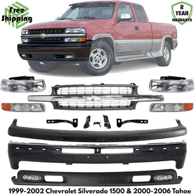 Front Bumper Primed Kit For 1999-2002 Chevrolet Silverado 1500 & 2000-2006 Tahoe Foto 1 de 4