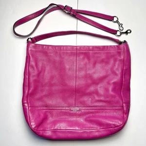 Coach Hot Pink Hobo with Crossbody Strap Pebbled Leather Silver Hardware - Picture 1 of 12