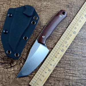 TWOSUN TS608 Fixed Hunting Knife D2 Stonewashed Blade Kydex Sheath - Picture 1 of 6