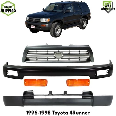 Front Bumper Primed Steel & Grille Assembly Kit For 1996-1998 Toyota 4Runner Foto 1 de 4