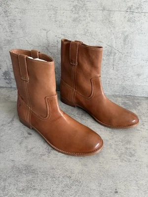 ¡NUEVO! FRYE ANNA Shortie Corto Cuero Pull On Botines Tostado Camel Talla 9 M Foto 1 de 4