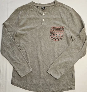 Mens Volcom Long Sleeve Gray Henley Shirt Size Medium - Picture 1 of 2