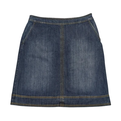 Falda de Jean Boden Línea A Denim Azul 10 (30x22) Cottagecore Western Boho Bolsillos Foto 1 de 4