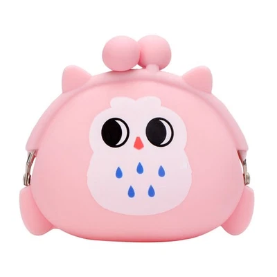 Kawaii Cartoon Animal Silicone Jelly Coin Purse Mini portefeuille - rose (hibou) - Photo 1/4