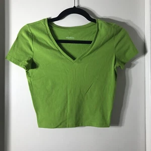Wild fable Women's Crop Green T shirt Short sleeve Size S New With Tags - Picture 1 of 6