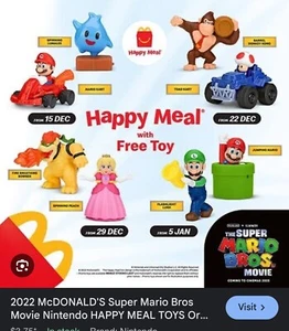 2022 McDonald’s Super Mario Bros Movie Happy Meal Toys Complete Set of 8 Sealed - Picture 1 of 3
