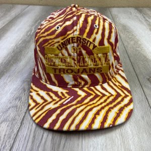 VINTAGE USC Trojans Zubaz SnapBack Hat Cap Red White Football USA MADE - Picture 1 of 11