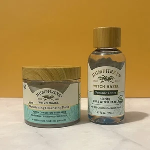 ๐๐ผ Humphreys WITCH HAZEL Organic Toner 3.3oz + 60 Cleanser Pads NEW Sealed - Picture 1 of 3
