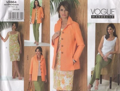 Vogue Sewing Pattern 2864 EASY Jacket Dress Trousers Top Skirt Size 20 22 24 NEW - Image 1 of 4