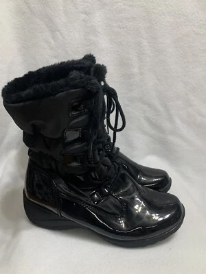 KHOMBU 女式 Lilly 冬季雪地防水靴黑色 9M 码 — 第 1/4 张图片