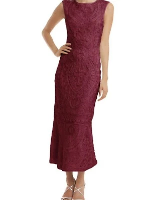 Vestido Sirena Adornado Borgoña Colecciones J S Talla 6 Foto 1 de 4