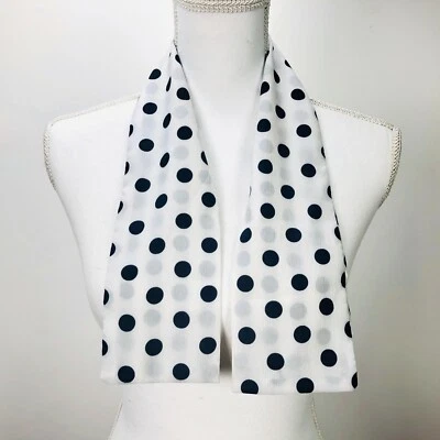 Vintage MOD Polka Dot Scarf 50s 60s Long Skinny Rectangle Hair Neck Accessory  - Image 1 of 4
