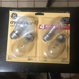 4 Pack Decorative GE Crystal Clear 40w Ceiling Fan Bulbs (A15) Made In USA 47260 - Picture 1 of 2