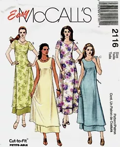 Vestido McCalls 2116 2 Capas Pull-On Misses Costura Patrón Sin Cortar - Imagen 1 de 2