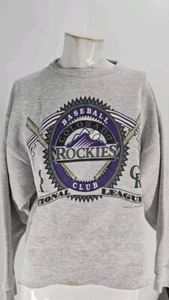 Logo 7 Men's Sweater Large Vintage Gray Cotton Colorado Rockies 1991 Graphic - Picture 1 of 7
