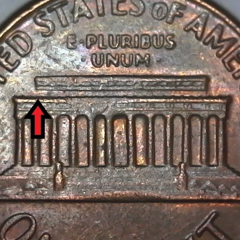 1969-D Denver Lincoln Memorial Penny/Cent Partial Floating Roof Error/Variety Cover