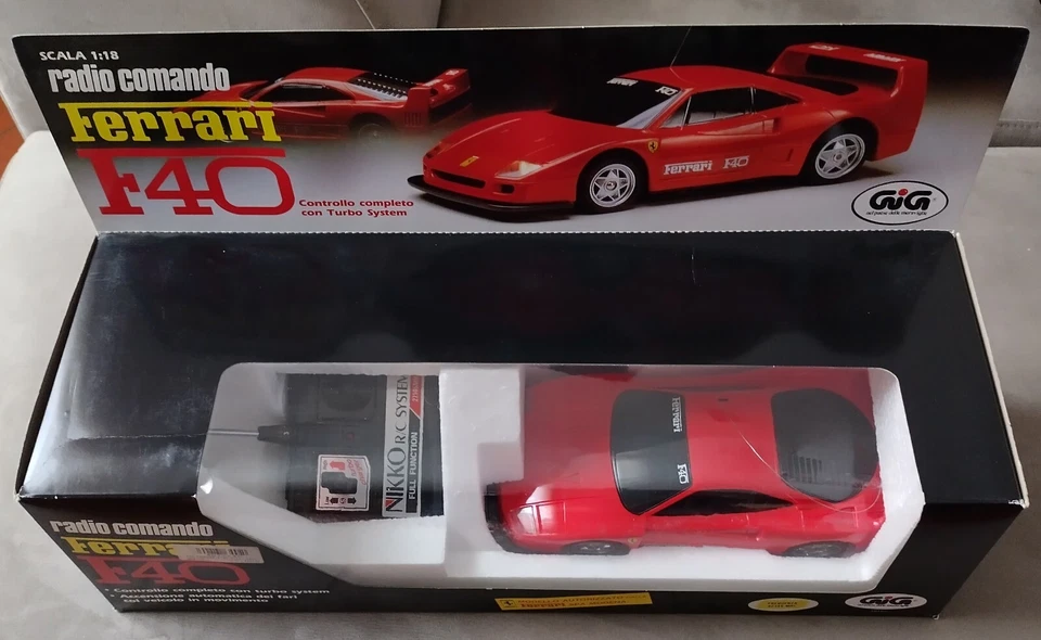NIKKO/GIG: 1/18 #18150 Vintage RC Ferrari F40 RtR - NEW OLD STOCK! /n Tamiya - Immagine 1 di 4