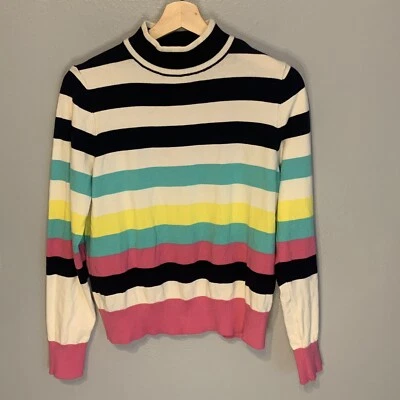 Suéter THML Mujer Pequeño Cuello Simulado Multicolor Rayas Pullover Anthropologie Foto 1 de 4