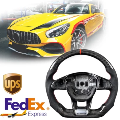 Carbon Fiber Steering Wheel For Mercedes-Benz C43 C63 E43 S G GLE GLC GLS AMG GT - Image 1 of 4