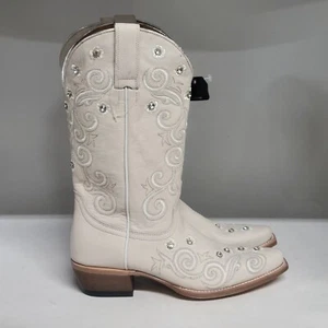 Shyanne Victoria Hueso Studded Western Boot White Women's Size 7M - Picture 1 of 10