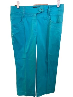 Calça Capri Focus 2000 Turquesa Zíper Botão Elegante Costura Bolsos Excelente Estado Usado - Imagem 1 de 4