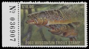 Estampilla de trucha de Wisconsin 2007. Como nuevo nunca con bisagras. Muy fino. - Imagen 1 de 1