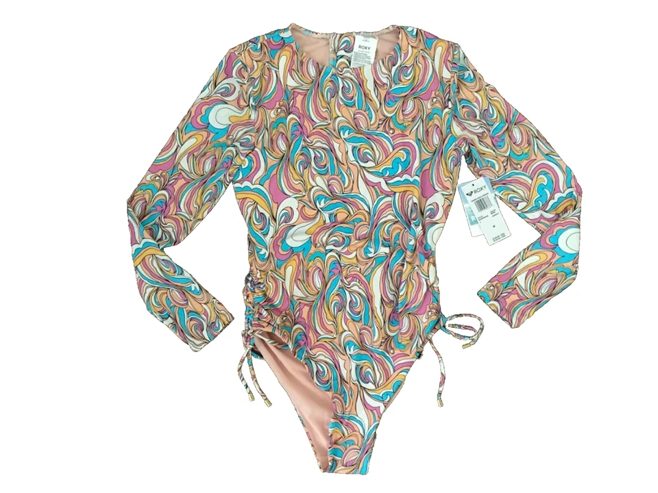ROXY Women's M Long Sleeve 1 Piece Swimsuit Rash Guard Warm Sand Bodysuit