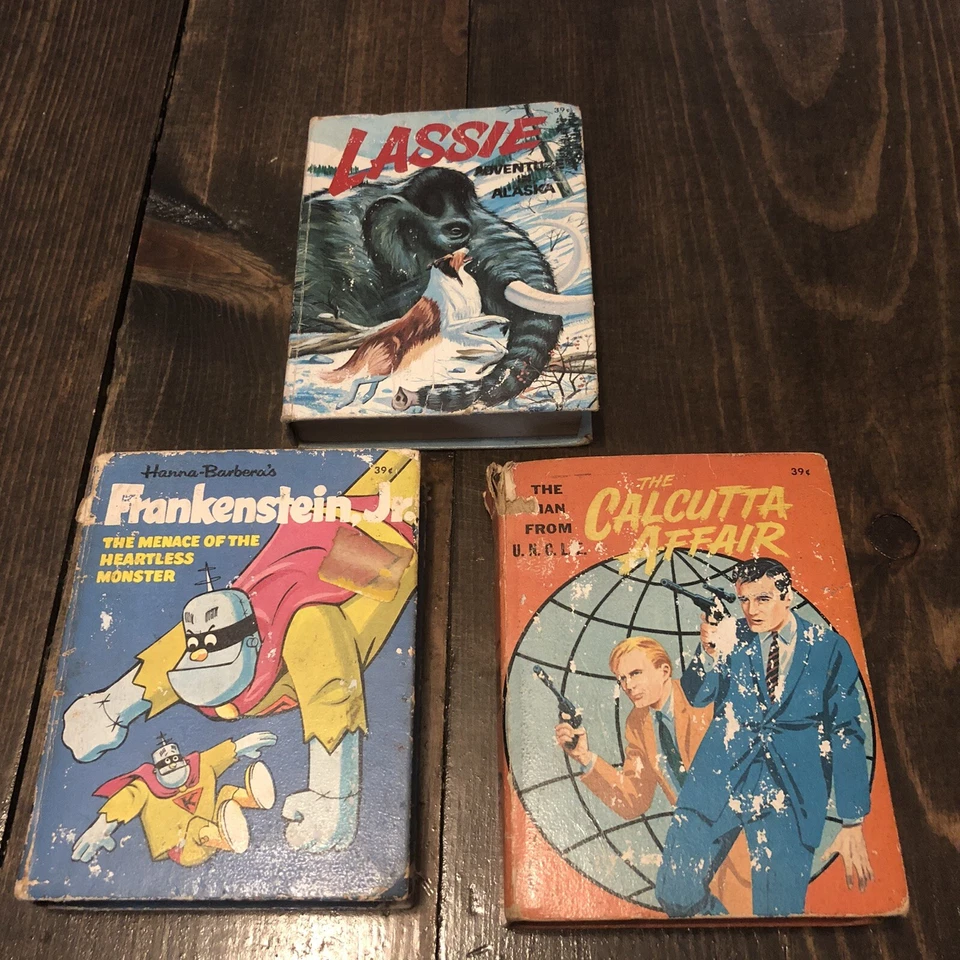 Lot of 3 Whitman Children’s A Big Little Books Lassie Frankenstein Calcutta Read Foto 1 de 4