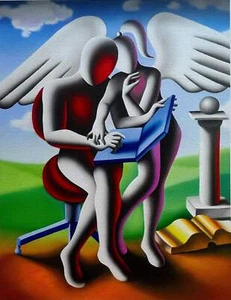 Divine Guidance Mark Kostabi Opera Grafica d'arte polimaterica Edizione limitata - Imagen 1 de 1