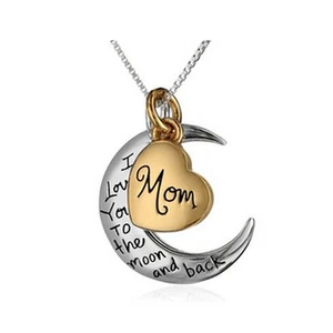 I Love You To Moon Back Pendant Necklace Birthday Valentine’s Day Gift Present - Picture 1 of 24