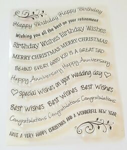 10 SENTIMENTS CLEAR STAMPS/LARGE MESSAGES CLEAR STAMP-WISHES-THOUGHTS/GREETINGS