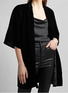 Express Kimono schwarz Samt Überwurf mit Gürtel - Bild 1 von 1