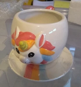 Tazza unicorno 3D 11 oz e piattino ceramica nuova in scatola dolce regalo - Foto 1 di 7