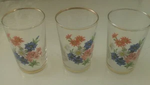 3 Vintage 'flower power' 1970's drinking glasses/tumblers= 3.5" (c) - Picture 1 of 4