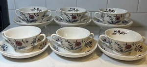 6 Sets-Wedgwood Williamsburg Potpourri Cream Soup & Saucer 1238489 - Picture 1 of 18