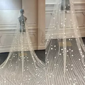 Long Wedding Veils For Women 3D Flower Luxury Bridal Accessories Custom - Picture 1 of 8