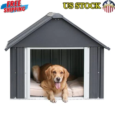 Casa de metal resistente a la intemperie para perros interior exterior refugio duradero para mascotas fácil montaje EE. UU. Foto 1 de 4
