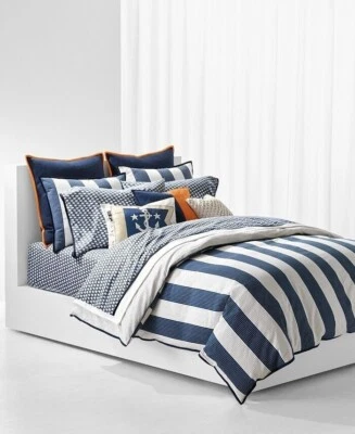 3 pc Ralph Lauren Casey Stripe Full / Queen Duvet & Shams Set $300 NIP - Image 1 of 4