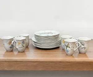 Lenox China BUTTERFLY MEADOW 18 PC Set Service for Six Plates Mugs NEW - Picture 1 of 13