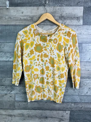 Suéter Boden Mujer Talla UK 8 Amarillo Floral Retro Tejido Fino Lana Algodón Foto 1 de 4