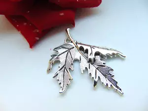 Collana ciondolo foglia d'acero piegata XL 56 x 46 mm naturale albero autunno fai da te ne - Foto 1 di 11