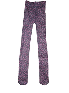 Retro 80s aesthetic floral print semi-sheer tights black nip kawaii - Picture 1 of 1