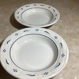 2 zuppiere Longaberger Pottery Woven Traditions bordo blu classico 8" - Foto 1 di 4