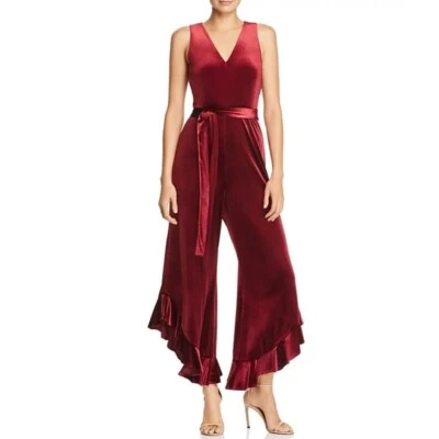 Новый с Ярлыками Betsey Johnson расклешенный ноги красный бархат без рукавов комбинезон с оборками размер 2 бархата - Изображение 1 из 4