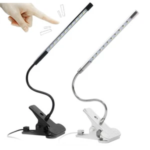 LED USB Clip On Flexible Desk Lamp Dimmable Bedside Table Read Book Study Light - Picture 1 of 14